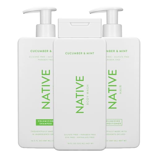Native Strengthening Shampoo and Conditioner Set + Cucumber & Mint Body Wash 18 oz - 2 Pk, 69 Fl Oz, 8 items