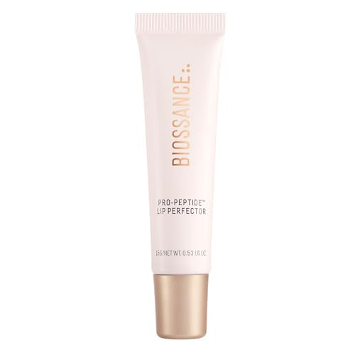 Biossance, Pro-PeptideTM Lip Perfector, squalane + peptides and hyaluronic acid treatment for lips, moisturizing daily lip balm for smooth lips, H2Glow - CLEAR, 1 count