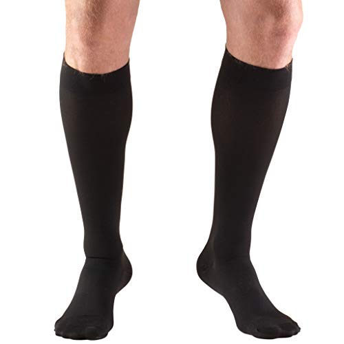 Truform 20-30 mmHg Compression MicroFiber Stockings for Men and Women, Knee High Length, Closed Toe, Black, Medium
