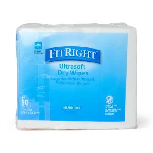 Medline Ultrasoft Dry Baby Wipes, Gentle Disposable Cleansing Cloths, 500 Count, Dry Wipe Size is 10 x 12 inches, Great for Sensitive Skin and can be used as Baby Washcloths, Incontinence Wipes