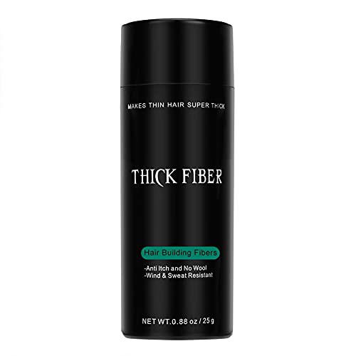 THICK FIBER Hair Fibers for Thinning Hair & Bald Spots (MEDIUM BROWN) - 25g Bottle - Conceals Hair Loss in Seconds - Hair Powder For Women & Men