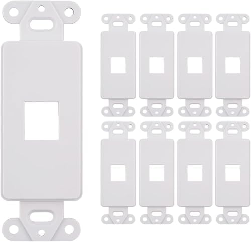 10 PACK Decorative Wall Plate for Keystone, Ethernet, HDMI, Coaxial & More, White Cover, 1 Port, Ideal for Home & Office Installations (1 Port)