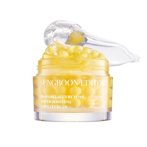 SUNNBOON EDITOR Deep Collagen Retinol Power Boosting Capsule Cream | Night Cream for Face and Neck | Anti-wrinkle Firming Care | Anti-aging Care | Korean Skin Care