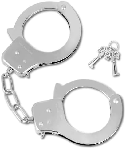 Toy Metal Handcuffs with Keys, Costume Prop Accessory Party Favors Fake Pretend Play Props Party Supplies