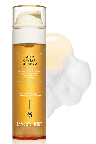 [K-Beauty] Gold Caviar Oil to Foam - All-in-One Korean Face Wash Oil Based Foaming Facial Cleanser - Age-Defying, Moisturizing & Skin Firming Makeup Deep Cleansing Oil for Sagging Skin (3.88 fl oz)