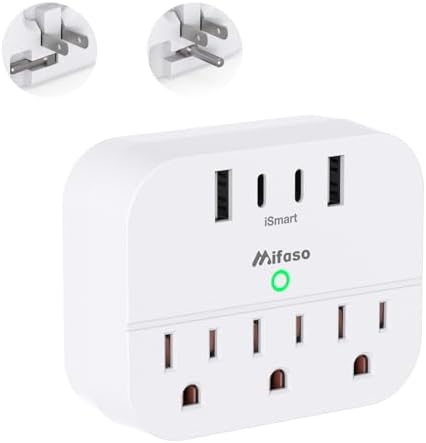 Cruise Ship Essentials, Cruise Power Strip with Foldable Plug, Travel Essentials with USB C, Outlet Extender No Surge Protector, Multi Plug Wall Outlet with 3 Outlets,Outlet Adapter Japan Plug Adapter