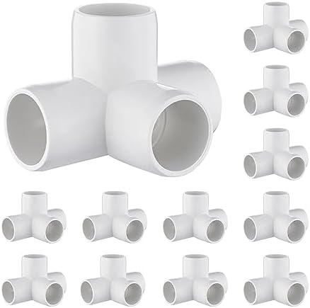 4 Way PVC Fittings 3/4 Inch[12 Pack ], Furniture Grade Pipe Connector PVC Elbow Fittings, 4 Way Side Outlet Tee Fittings for All DIY PVC Structure and Frames Building Furniture