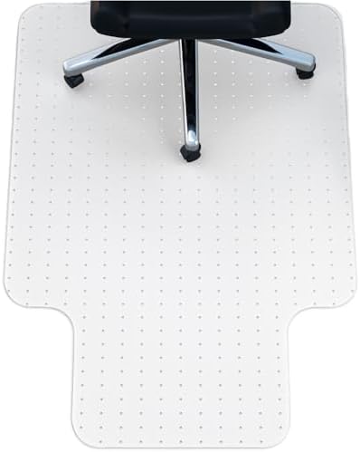 Easy Glide Office Chair Mat for Carpet Floors, Strong Slip Resistant Under Desk Floor Protector, Stay in Place Plastic Computer Mats for Rolling Work and Gaming Chairs, 32.5x48 Inch, Clear Lip