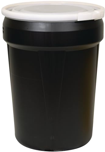 Eagle 30 Gallon Plastic Drum with Lid, Plastic Lever-Lock, 28.5"x21.1", Open Head Lab Pack Drum Made of Durable, Lightweight HDPE, Withstands Weather and Chemicals, Made in USA, Black, 1601BLK