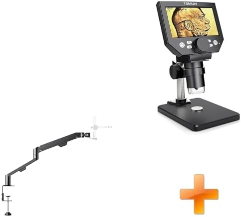 TOMLOV AM06 Flexible Arm Digital Microscope Stand, Lightweight Adjustable Mic Desk Mount Stand with Cable Management+DM4 Lite