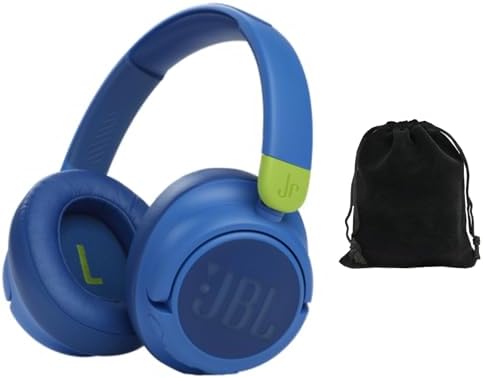 JBL JR 460NC Kids Wireless Over-Ear Noise Cancelling Headphones - Blue, Safe Volume Limited, Built-in Microphone, 20 Hours Playtime, Lightweight & Comfortable, Bluetooth 5.0, Includes Carrying Pouch