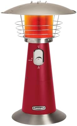 Cuisinart COH-513 Portable Tabletop Patio, 11,000 BTU Outdoor Propane Heater with Safety Tilt Switch and Burner Screen Guard, 100 sq. Foot Heat Range, Red