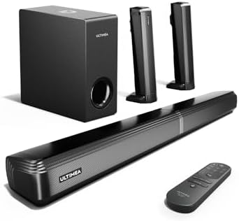 ULTIMEA 4.1ch Sound Bar for Smart TV with Subwoofer, Peak Power 200W, 2-in-1 Detachable Soundbar for TV, Bluetooth 5.3, Bass Adjustable, 3 EQ Modes TV Sound Bar, HDMI ARC/Optical/Aux, Apollo S50
