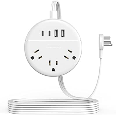 Flat Extension Cord 10 ft, NTONPOWER Flat Plug Power Strip with 3 Outlets 4 USB Ports(2 USB C),Ultra Thin Extension Cord Under Carpet, Mountable, Outlet Extender Long Cord for Home Office, Dorm Room