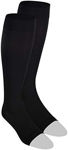 NuVein Medical Compression Stockings, 20-30 mmHg Support for Women & Men, Knee Length, Open Toe, Black, 3X-Large