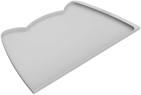 OHMO Dog Food Mat(Ash, 24 * 15'') w/Residue Collection Pocket Silicone Pet Feeding Mat for Floor High Edges Anti Spills Waterproof Cat Water Bowl Tray, Easy Clean Placemat