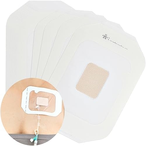 20 Pcs Chemo Port Shower Covers with Non-Stick Center Pad, 4" x 4.75" Waterproof Dialysis Catheter PD Tube Chest Picc Line Transparent Dressing for Peritoneal Dialysis Wounds