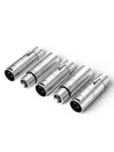 CableCreation XLR Adapter 5PACK, XLR to XLR Gender Changer, XLR Female to Male Connector, 3 Pin XLR Microphone Cable Extension Coupler Compatible Mixer,Speaker,Amplifier for Studio,Live-Stage