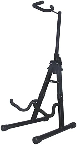 GLEAM Guitar Stand - Stable for Pet Owners and Children at Home Folding Acoustic Electric Classic Guitars Bass and Banjo Stand Adjust Height from 13'' to 25'' with Neck Holder Black