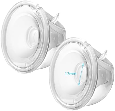 Hands-Free Milk Collection Cups Compatible with Momcozy Wearable S9 Pro|S12 Pro and Most Electric Breast Pump,Zomee/Spectra/Medela Breast Pump Collection Parts, Accessories Replacement (17mm 2Pc)