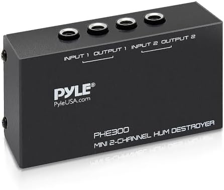 PYLE-PRO Compact Mini Hum Eliminator Box-2 Channel Passive Ground Loop Isolator, Noise Filter, AC Buzz Destroyer, Hum Killer w/ 2 1/4-Inch TRS Input and Output for 2 Mono /1 Stereo Signal