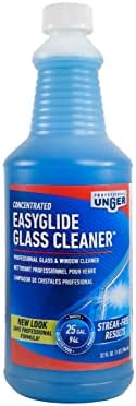 Unger Professional Streak-Free EasyGlide Glass Cleaner Concentrate, 32 oz – Ammonia-Free, Makes 25 Gallons of Solution , Safe for Tinted Windows, LOW-E Glass, Windshields & Mirrors