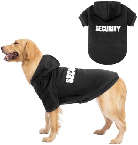 BINGPET Security Dog Hoodies Puppy Sweater Cold Weather Dog Coats Soft Brushed Fleece Pet Clothes Hooded Sweatshirt for Dog Cat Large (Chest Girth 28")