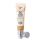 IT Cosmetics CC+ Nude Glow Lightweight Foundation + Glow Serum with SPF 40 - With Niacinamide, Hyaluronic Acid & Green Tea Extract - Tan Warm - 1.08 fl oz