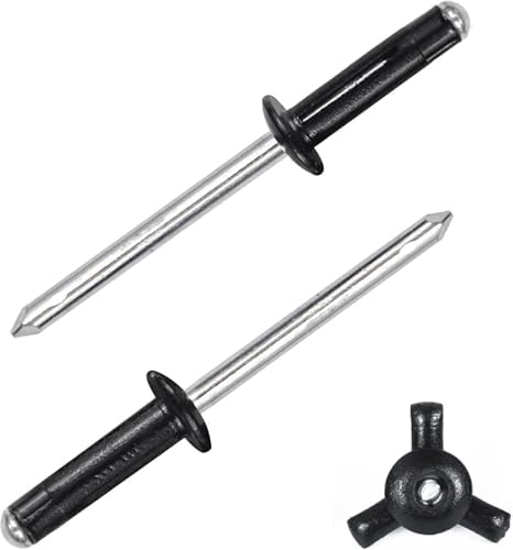 3/16" x 5/8" Tri-Fold Rivets Assortment - 160Pcs,Black Tri-fold Exploding Pop Rivets Solid Aluminum Tri Grip Rivets Bulb Style Rivets for Kayak Marine Boat