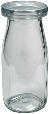 6.76 oz / 200ml Vintage Glass Bottle with Leakproof Clear Lid, Reusable & Eco-Friendly – Ideal for Milk, Juices, Smoothies, Infused Water, BPA-Free Glass Bottle (48-Pack)
