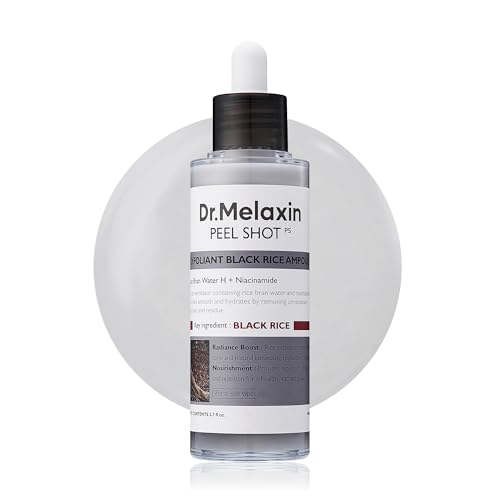Peel Shot Glow Black Rice Peeling Ampoule, Soft Exfoliating Face and Body Scrub Dead Skin Cells, Blackheads Remover for All Skin Types, 80ml