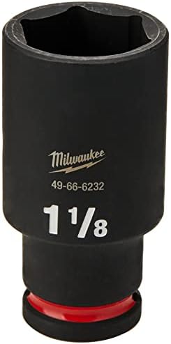 Milwaukee 49666232 Shockwave 6 Point Impact Socket, 1/2 Inch Drive x 1-1/8 Inch Deep