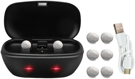Rechargeable Hearing Aid Batteries and Charger for 675 Hearing Aid Amplifiers Battery Charger with 6 Pack Button Rechargeable Batteries