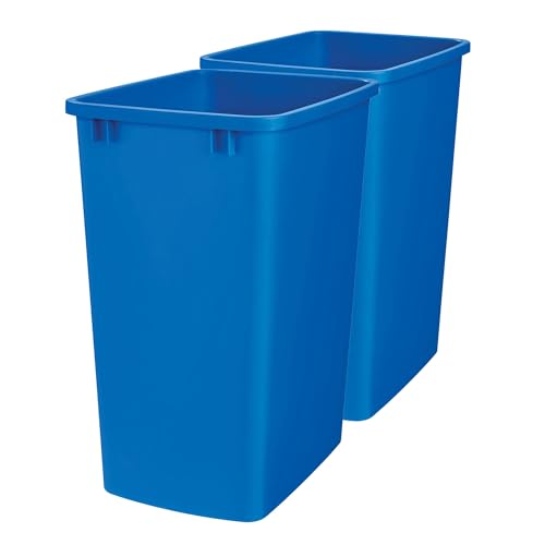 Rev-A-Shelf Polymer Replacement 35 Quart Trash Bin Recycle Waste Garbage Container for Kitchen Cabinet Pullouts, Blue, 2 Pack, RV-35-22-2