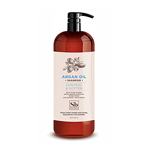 Soapbox Argan Oil Shampoo, Sulfate Free, Paraben & Silicone Free, Color Safe, and Vegan Hair Shampoo | Control & Soften Shampoo (33.8 Ounces)