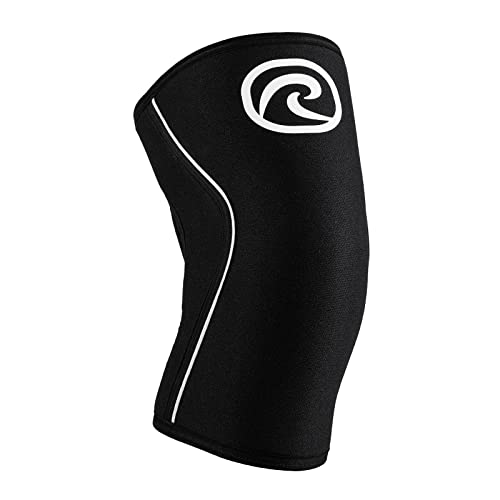 Rehband Rx Knee Sleeve Power Max, 1 piece, knee support 7mm neoprene, strongman, heavy lifting, longest knee sleeve, Colour:Black, Size:M