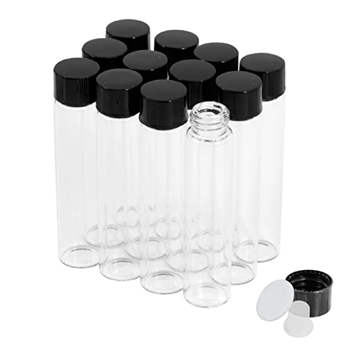 7ml Clear Glass Vials with Screw Caps and Plastic Stoppers, 2 Dram Small Liquid Sample Vial, Leak-Proof Vial, 12PCS