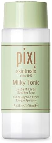 Pixi Milky Tonic, Calming & Hydrating Pads Containing Jojoba Milk, Infused with Oat Extract to Soothe, Alcohol-Free Daily Nourishing Toner, 3.4 fl oz/ 100 mL