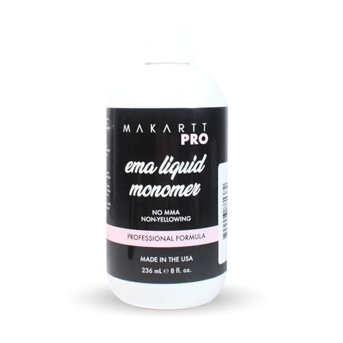 EMA Acrylic Liquid Monomer 236ml/8oz, Low Odor & Non-Yellowing Acrylic Nail Liquid, Medium to Fast Set Professional Monomer Liquid for Nail Technicians.