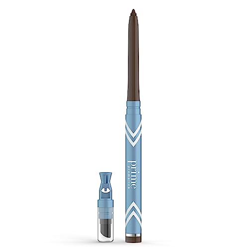 PrimeEyes Glide Eyeliner for Mature Women – Water-Resistant, Long-Stay and Mess-Proof – Gel Cream Texture, Discreet Sharpener and Effective Smudger (Wood (brown))