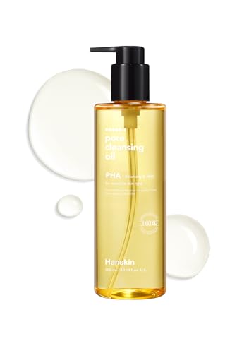 Hanskin Pore Cleansing Oil, Oil Cleanser for Face, Makeup Blackhead Remover, Korean Cleanser for Sensitive Skin [PHA] (10.14 oz)