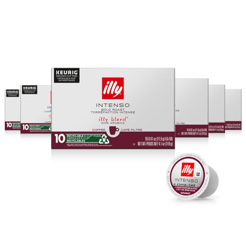 Illy Coffee K Cups - Coffee Pods For Keurig Coffee Maker – Intenso Dark Roast – Notes of Cocoa & Dried Fruit - Bold, Flavorful & Full-Bodied Flavor of Pods Coffee - No Preservatives – 10 Count, 6 Pack