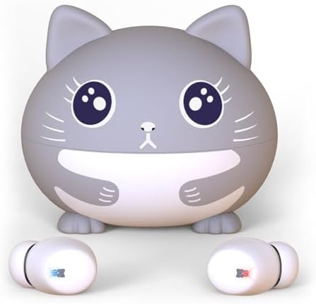 Kids Earbuds, Cat Wireless Headphones for Kids with Chaging Case, 85dB Safe Volume, IPX6 Waterproof, Passive Noise Cancelling, Touch Control, 30H Playtime, Wireless Earbuds for Girls Boys Teen