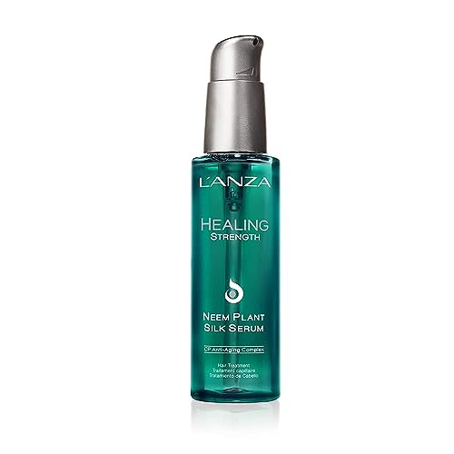 L'ANZA Healing Strength Neem Plant Silk Hair Serum, Neem Oil Anti Frizz Damaged Hair Treatment, Nourishes, Strengthens, Boosts Shine, Repairs and Prevents Breakage From Split Ends (3.4 Fl Oz)
