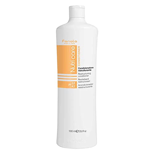 Fanola Nutri Care Restructuring Conditioner - Enriched with Argan & Linseed Oil - Deep Protein Conditioner for Dry & Damaged Hair - Repairing, Nourishing, Anti-Frizz Formula (33.8 Fl oz)
