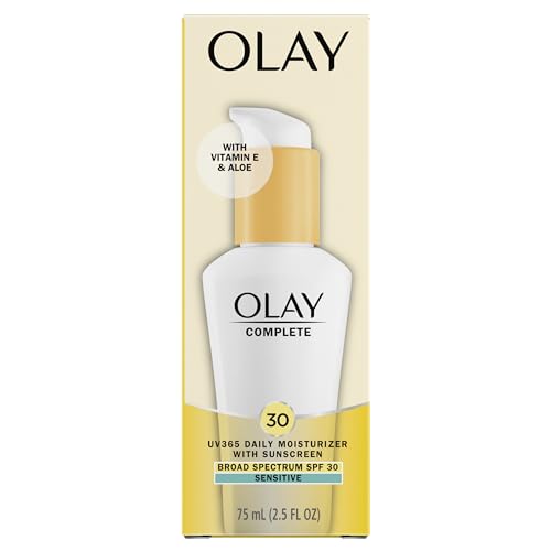 Olay Face Moisturizer Complete Daily Defense All Day Moisturizer With Sunscreen, SPF30, Sensitive Skin, 2.5 Fl Oz (Pack of 2)