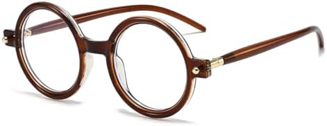 Gleyemor Retro Round Glasses for Men Women Vintage Circle Glasses Frames Costume Cosplay Eyeglasses Anti Blue Light Lens