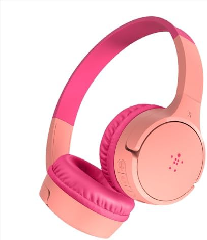 Belkin SoundForm Mini - Wireless Bluetooth Headphones for Kids with 30H Battery Life, 85dB Safe Volume Limit, Built-in Microphone - Kids On-Ear Earphones for iPhone, iPad, Fire Tablet & More - Pink