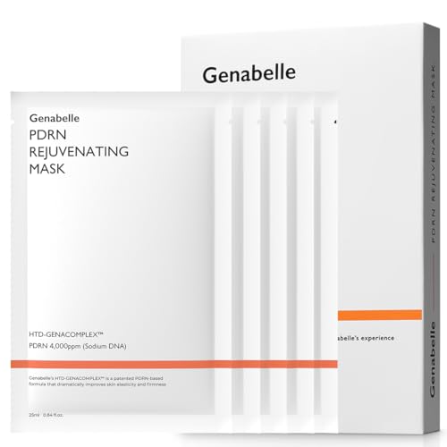 PDRN Rejuvenating Mask Sheet - Lightweight Glass Skin & Toning Mask Sheet wth PDRN, Niacinamide, Hyaluronic Acid, To Deeply Hydrate, Cool, and Visibly Plump the Skin, 0.84 fl oz* 5ea