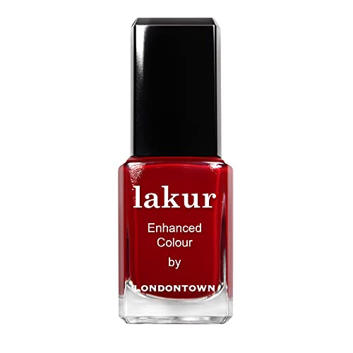LONDONTOWN Scarlet Red Glossy Nail Polish, Vendetta lakur, Vegan Chip-Resistant Long-Lasting Nail Lacquer, 40 fl oz